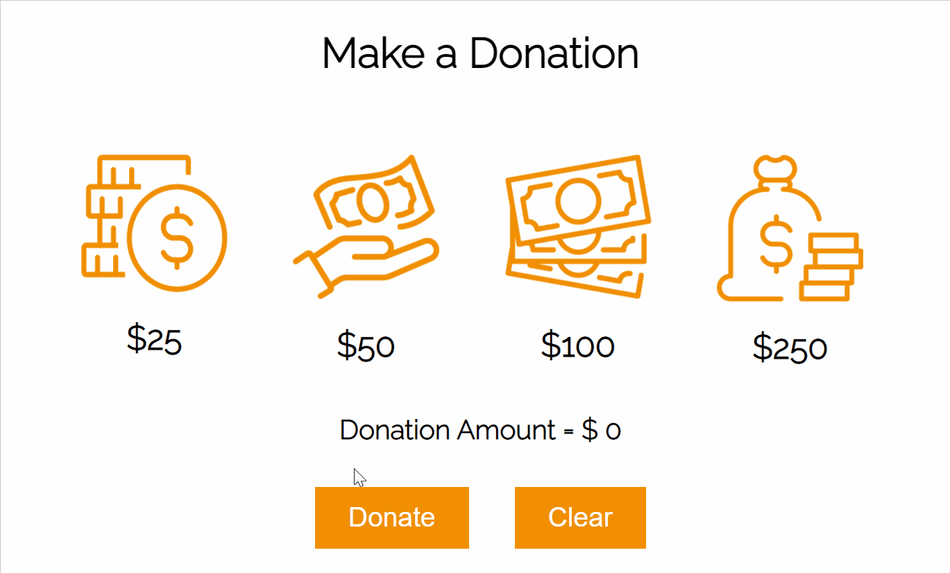 A choice of four giving levels are offered through the Donations Web Component