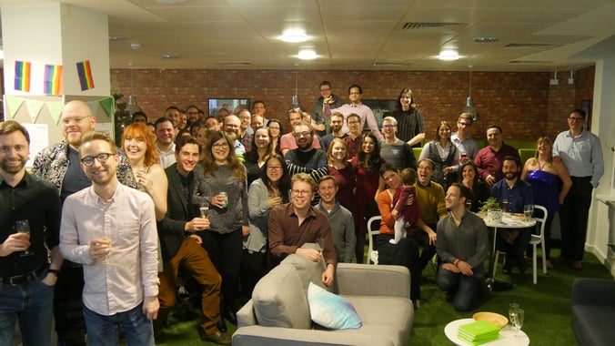 Members of the UK Spektrix team gathered in the London office in late 2019