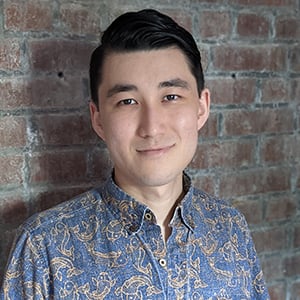 Theo Pacun, an Asian-American man in his twenties wearing an Aloha shirt